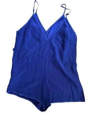 Naked Princess Royal Blue V-Neck Silk  Chemise Romper